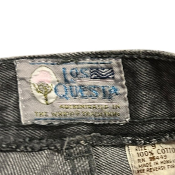 Los Questa Women’s Vintage High Rise Tapered Black Jeans Button Fly Size 9 - Picture 4 of 4